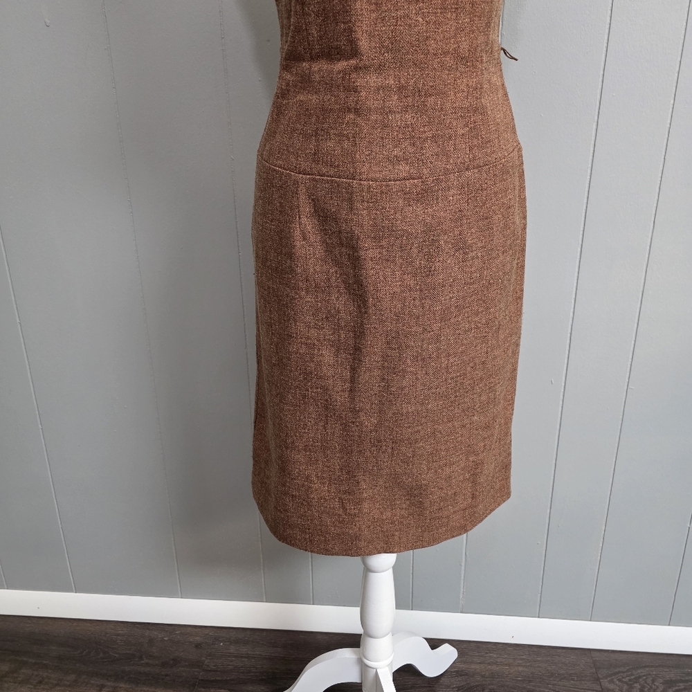Molly New York Anthropologie Verite Tweed Strapless Rust Brown Dress Size 4 - Picture 3 of 14